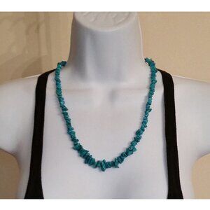 Artisan style  turquoise beads necklace sterling silver clasp boho